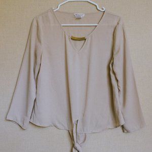 Fiercely Sweet Sheer Light Beige Long Sleeves Top